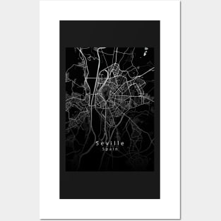 Seville Spain City Map dark Posters and Art